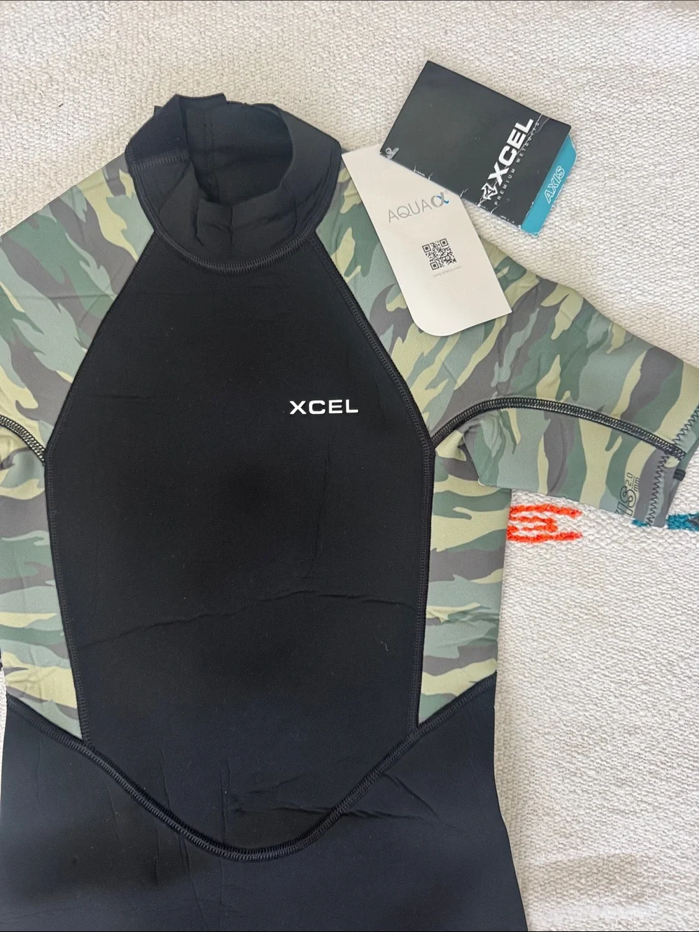 Xcel Youth Axis Short Sleeve 2mm Springsuit Sp21 Black Camo - wetsuit